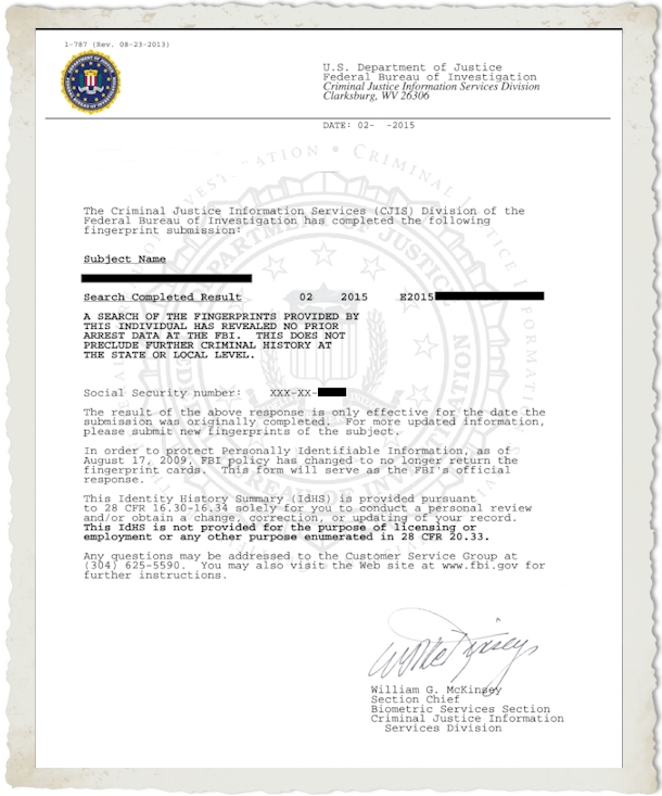 FBI Apostille Example | FBI Apostille